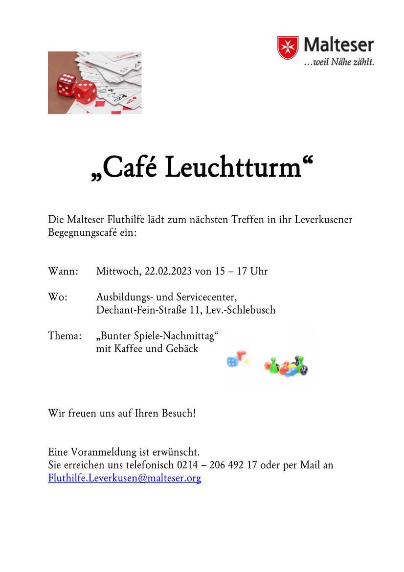 Malteser Leverkusen laden zum Fluthilfe-Cafe ein